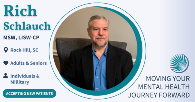 Rich Schlauch, MSW, LISW-CP, Founder, President & CEO at Palmetto Counseling & Consulting in Rock Hill, SC. Rich Schlauch, MSW, LISW-CP, Founder, President & CEO at Palmetto Counseling & Consulting in Rock Hill, SC.